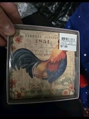 Home Essentials Multicolor Rooster Coaster Set-  Pack Has Set Of 4 -disconn